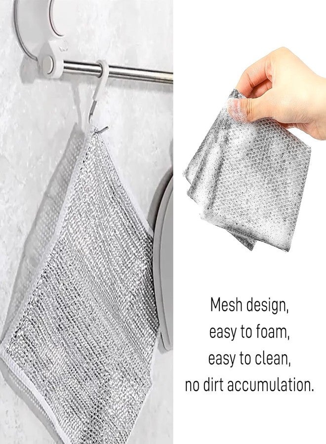 LISHER Non Scratch Dish wash Cloth 5 Pack Double Layer Heavy Multipurpose Wire Dishwashing Rags for Wet and Dry, Easy Rinsing, Reusable, Wire Cleaning Cloth for Kitchen, Sinks, Pots, Pans - Image 5